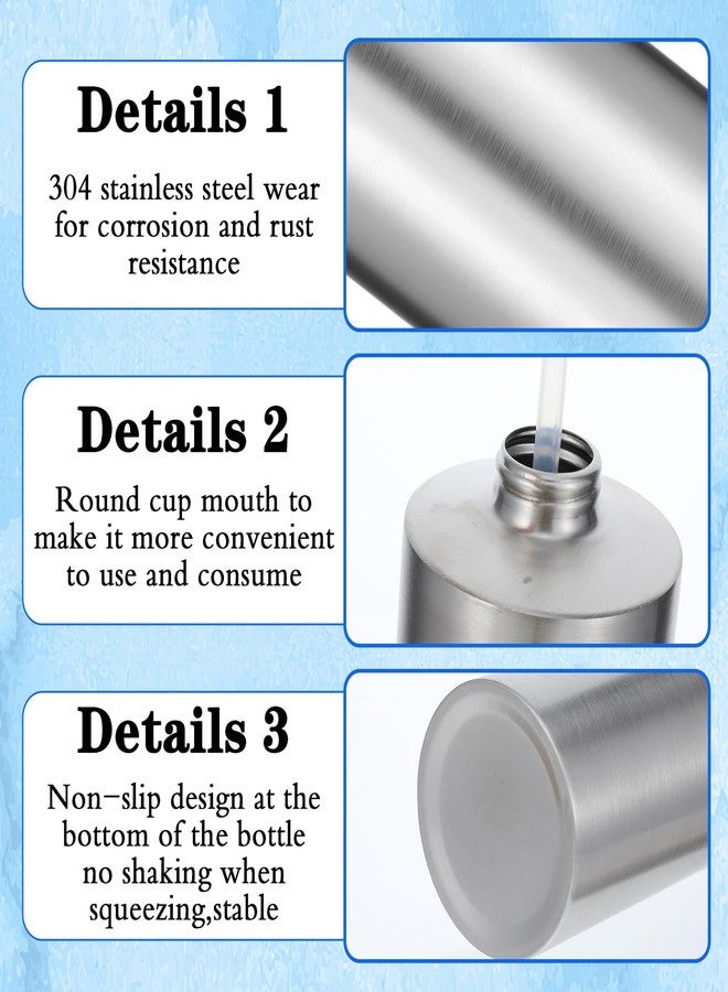 Limbeuuu 2 Pcs Brushed Nickel Soap Dispenser Stainless Steel Soap Dispenser(18.6 oz/550 Ml), Countertop Liquid Hand Soap Pump Bottle Rust Leak Proof Stand Free Metal Dispenser for Countertop Bathroom - Image 3